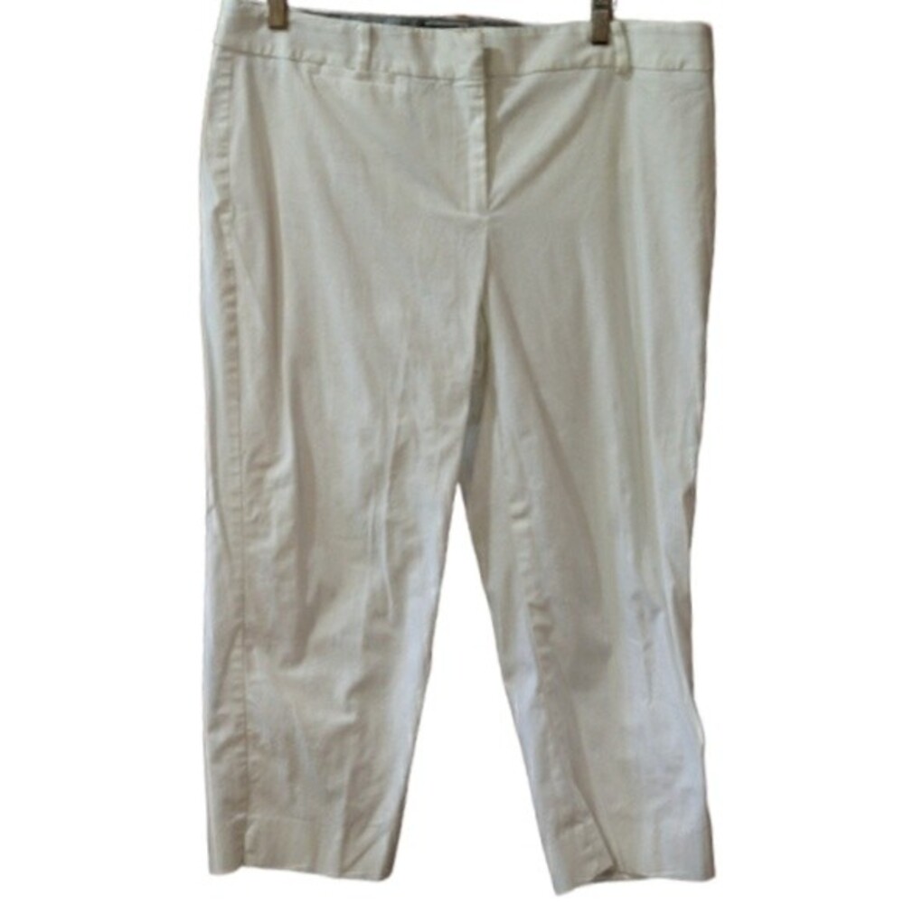 Talbots Vintage White Stretch Cotton Capri Pants Classic Cropped 14P